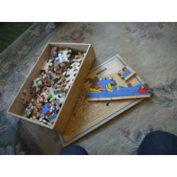 kinderpuzzle groot HOUT gekleurd met zw/wit voorbeeld
