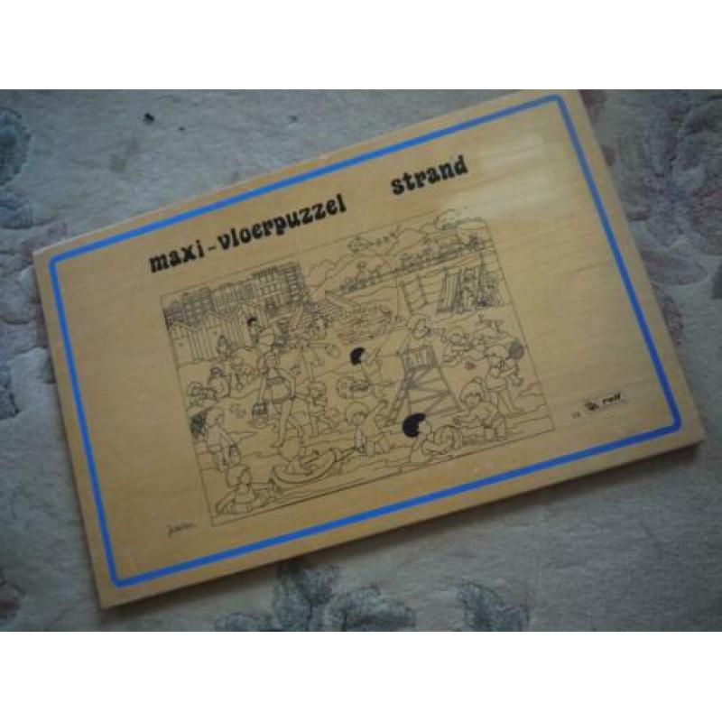 kinderpuzzle groot HOUT gekleurd met zw/wit voorbeeld