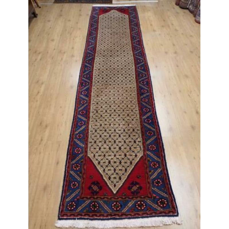 Vintage handgeknoopt perzisch tapijt loper Koliai 405x94