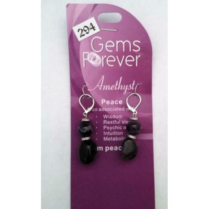 294. Amethist fashion oorbellen. edelstenen paars hangers