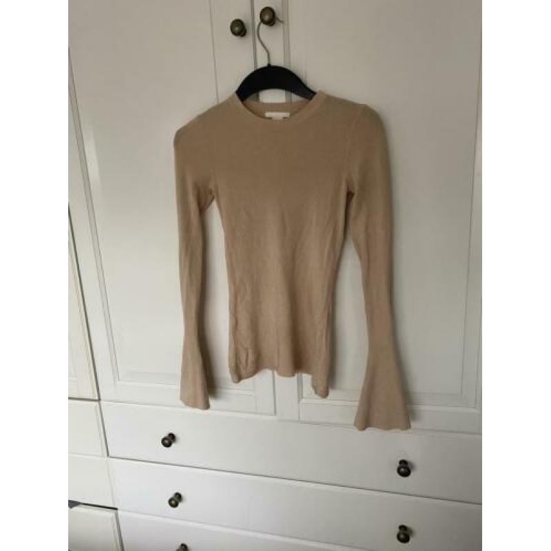 H&M top met flare mouwen camel kleur bruin maat s!