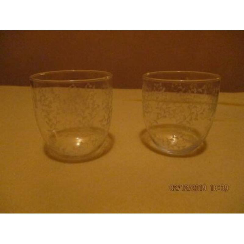 votives helder mooi geslepen glas, set van 2,volgnr 28