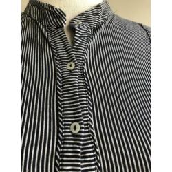 Vanilia T-shirt korte mouw blauw/wit gestreept maat m medium