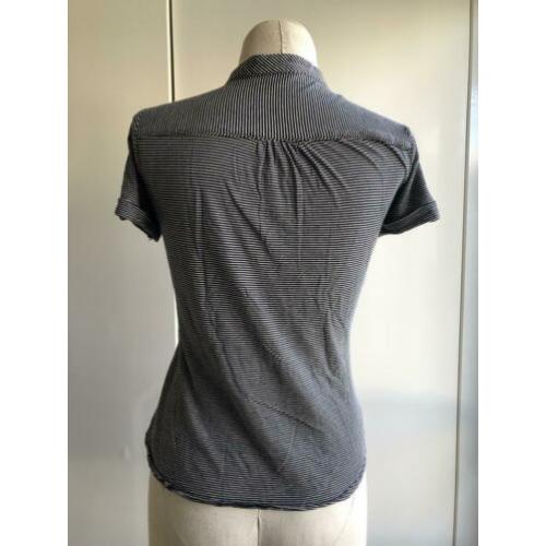 Vanilia T-shirt korte mouw blauw/wit gestreept maat m medium