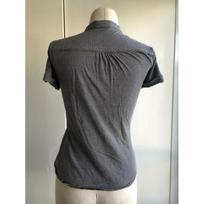 Vanilia T-shirt korte mouw blauw/wit gestreept maat m medium