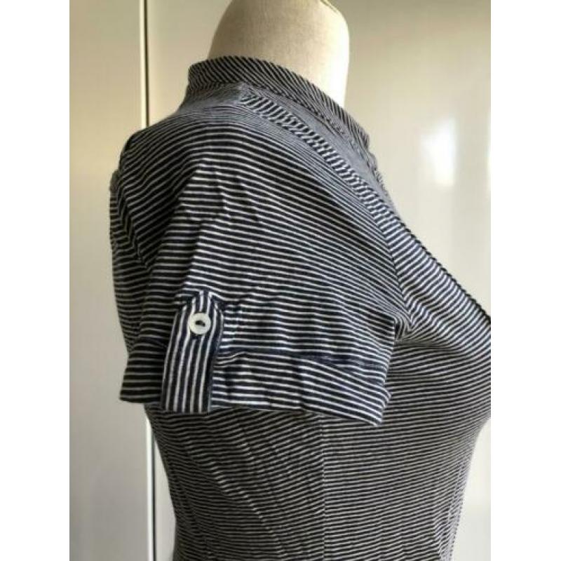 Vanilia T-shirt korte mouw blauw/wit gestreept maat m medium