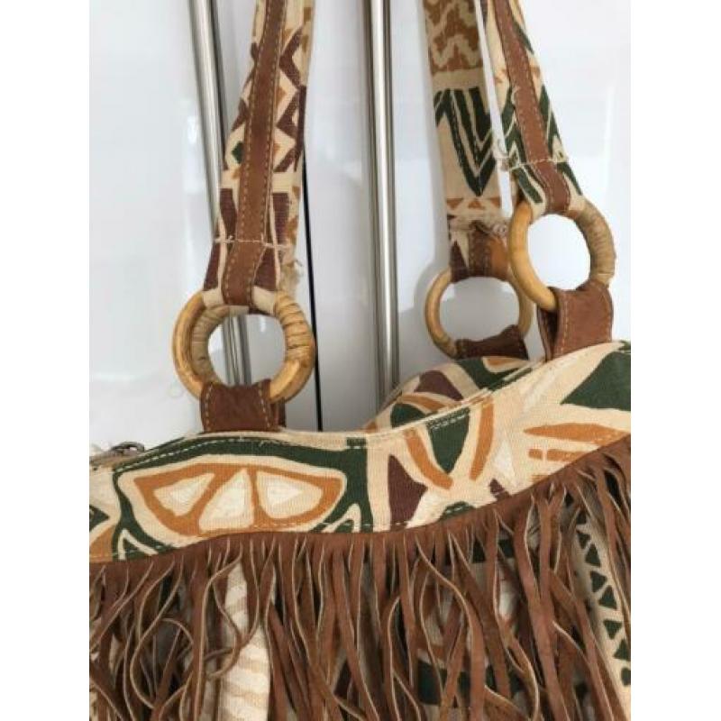 Hippie Boho Ibiza tas met franjes Retro strandtasje tas