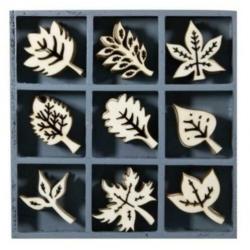houten bakjes met maar liefst 45 stuks houten figuurtjes