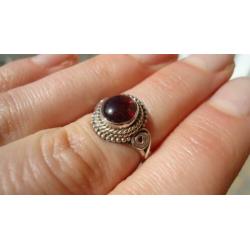 925 zilver / zilveren ring met granaat maat 15,5 - Vanoli