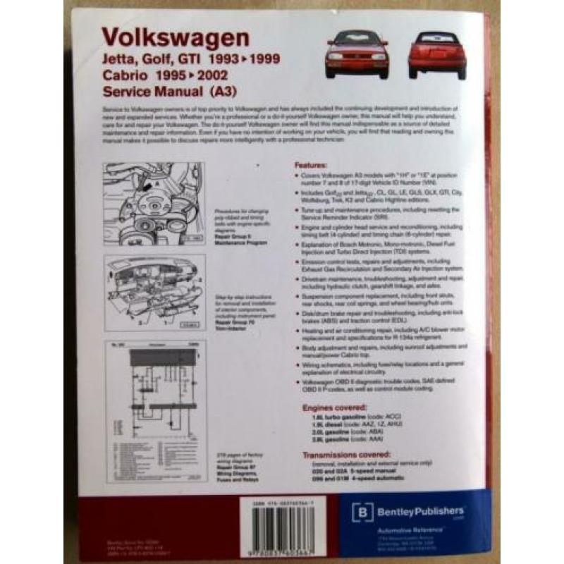 VW Golf / GTI / Cabriolet 1993 - 2002 + woordenboekje