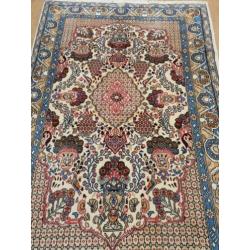 Vintage handgeknoopt perzisch tapijt Ghom met zijde 208x133