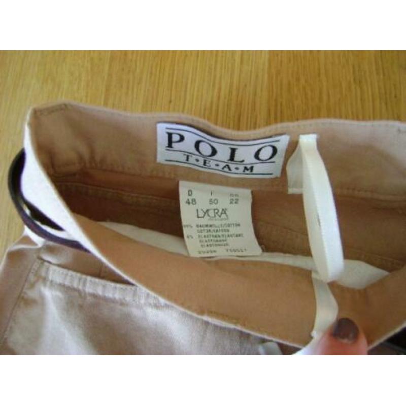 Nieuwe camel kleurige Polo Team broek, mt 48