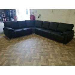 f115 zwart leder hoekbank 2h3 of 3h2