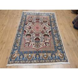 Vintage handgeknoopt perzisch tapijt Ghom met zijde 208x133