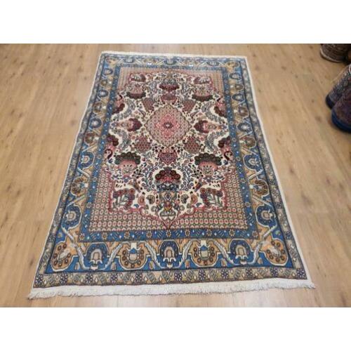 Vintage handgeknoopt perzisch tapijt Ghom met zijde 208x133
