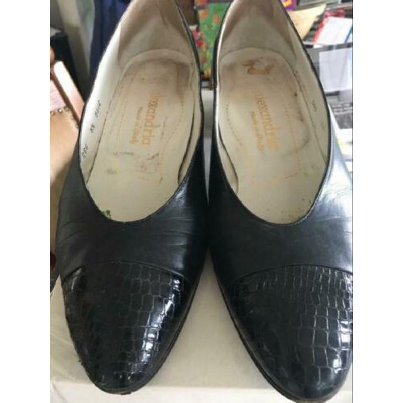 Vintage zwarte leren pumps Alexandria maat 8,5 lage hak