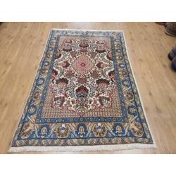 Vintage handgeknoopt perzisch tapijt Ghom met zijde 208x133