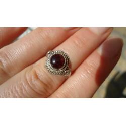 925 zilver / zilveren ring met granaat maat 15,5 - Vanoli