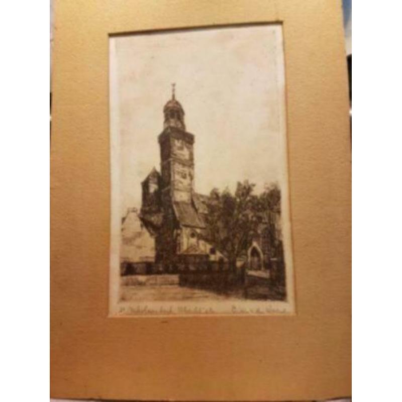 Ets St. Nicolaaskerk Utrecht C.M. v. d. Woerd.
