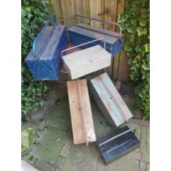 6xgereedschap kisten industrieel brocante