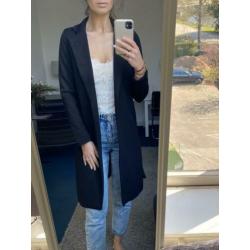 Zwarte zachte lange blazer colbert tricot maat S 36 ZGAN