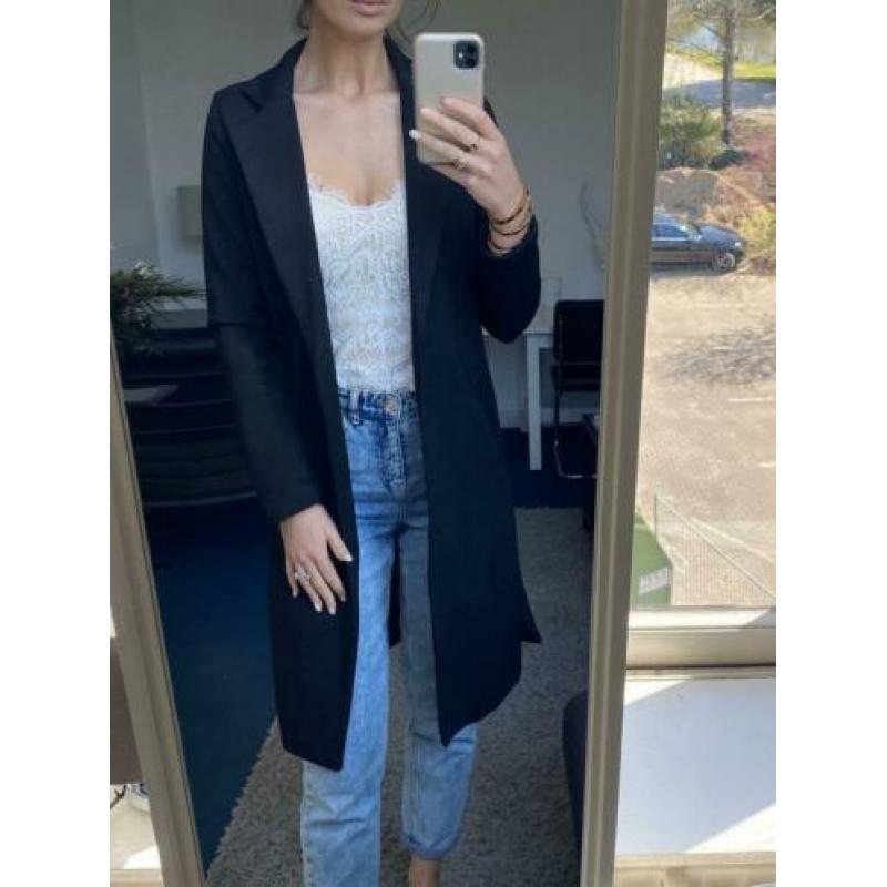 Zwarte zachte lange blazer colbert tricot maat S 36 ZGAN