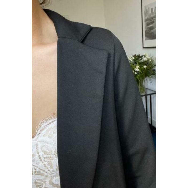 Zwarte zachte lange blazer colbert tricot maat S 36 ZGAN