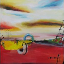 Han Teng - zonder titel III - 97 x 97 cm - Acryl op doek ...