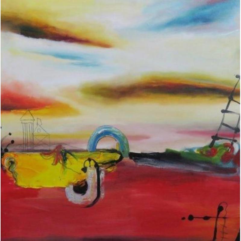 Han Teng - zonder titel III - 97 x 97 cm - Acryl op doek ...