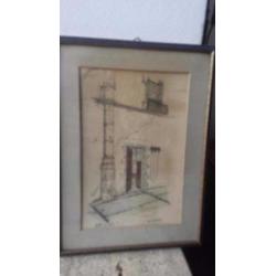 bijzondere tekening K.J. Aanstoot Bavo Haarlem 1943.