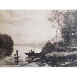 Gravure landschap Carl Lodewijk DAKE a f. (1857-1918)