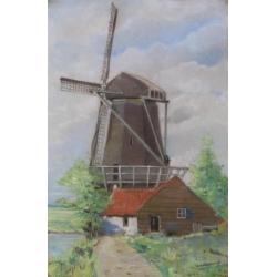 Jan de Waard: Mooie pastel van een molen uit 1937