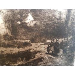Gravure landschap Carl Lodewijk DAKE a f. (1857-1918)