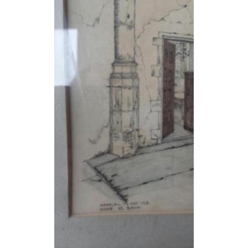 bijzondere tekening K.J. Aanstoot Bavo Haarlem 1943.