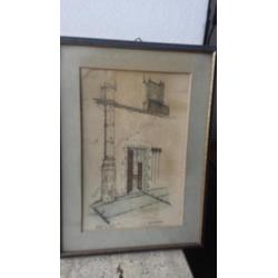 bijzondere tekening K.J. Aanstoot Bavo Haarlem 1943.
