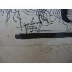 inkttekening - ST.JORIS MET DE DRAAK - Gijs Vlamings, 1945