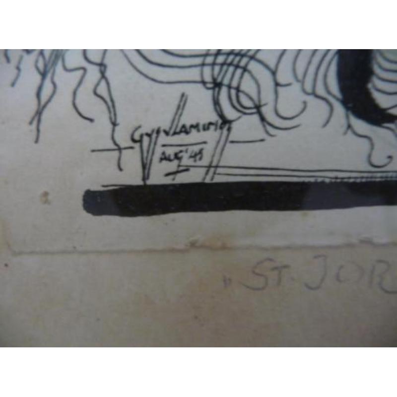 inkttekening - ST.JORIS MET DE DRAAK - Gijs Vlamings, 1945