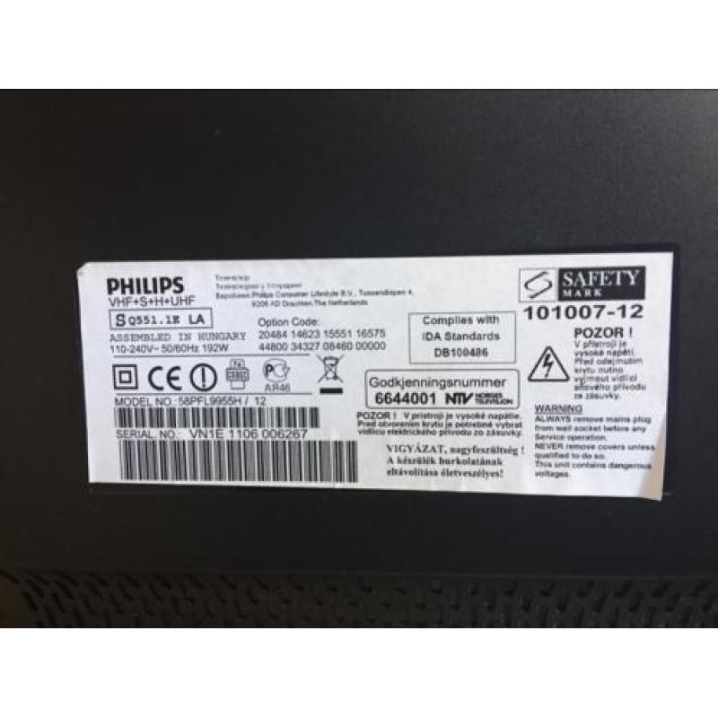 Philips TV 21:9 model 58PFL9955H