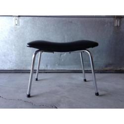 Vintage chroom skai voetenbank De Wit Gispen jaren 50 60