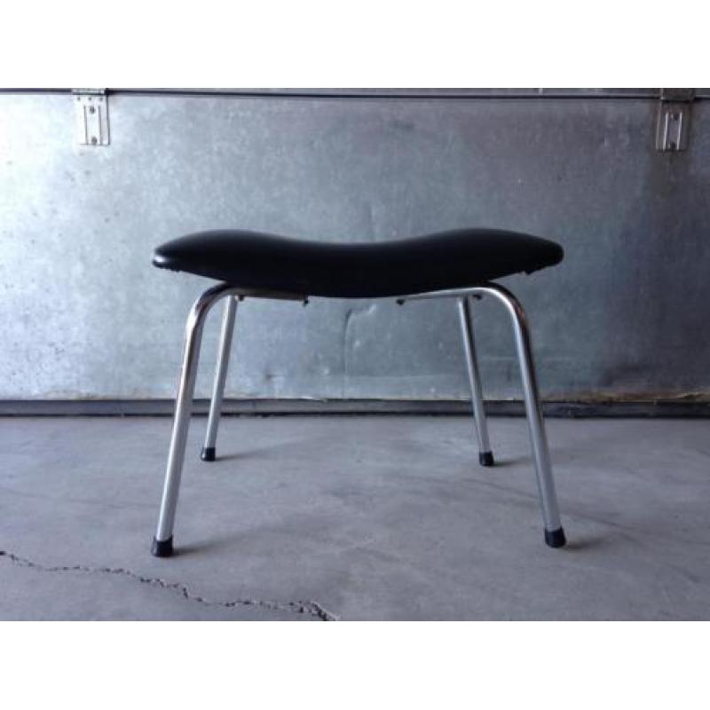 Vintage chroom skai voetenbank De Wit Gispen jaren 50 60