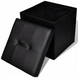 vidaXL Opvouwbare poef (zwart, set van 2)