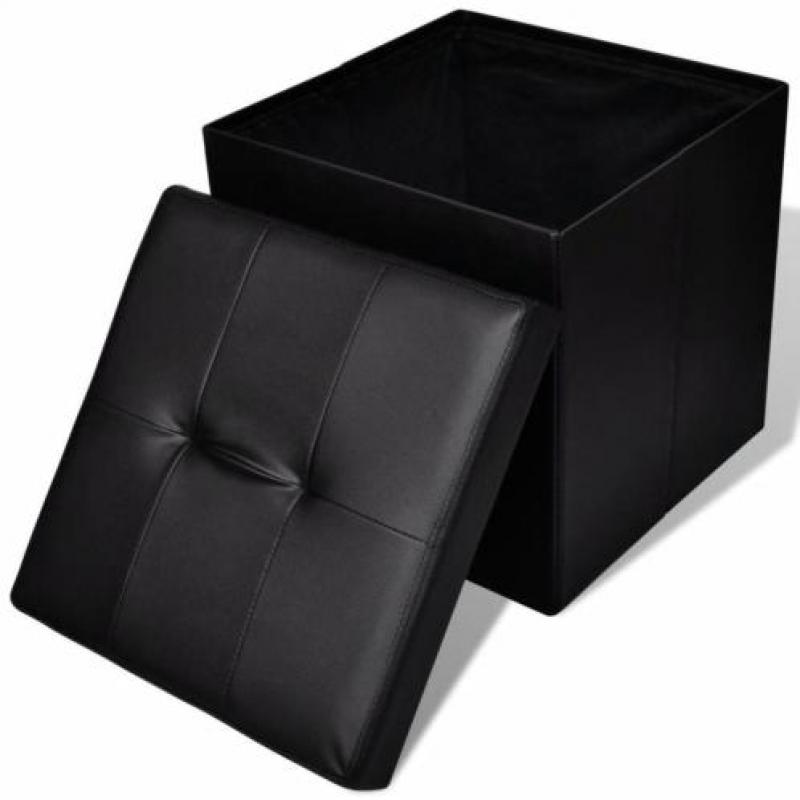 vidaXL Opvouwbare poef (zwart, set van 2)