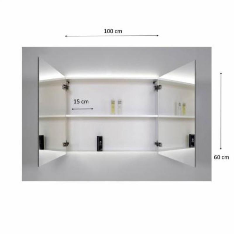 Spiegelkast Sanicare Qlassics Ambiance 100 cm 2 Deuren Al...
