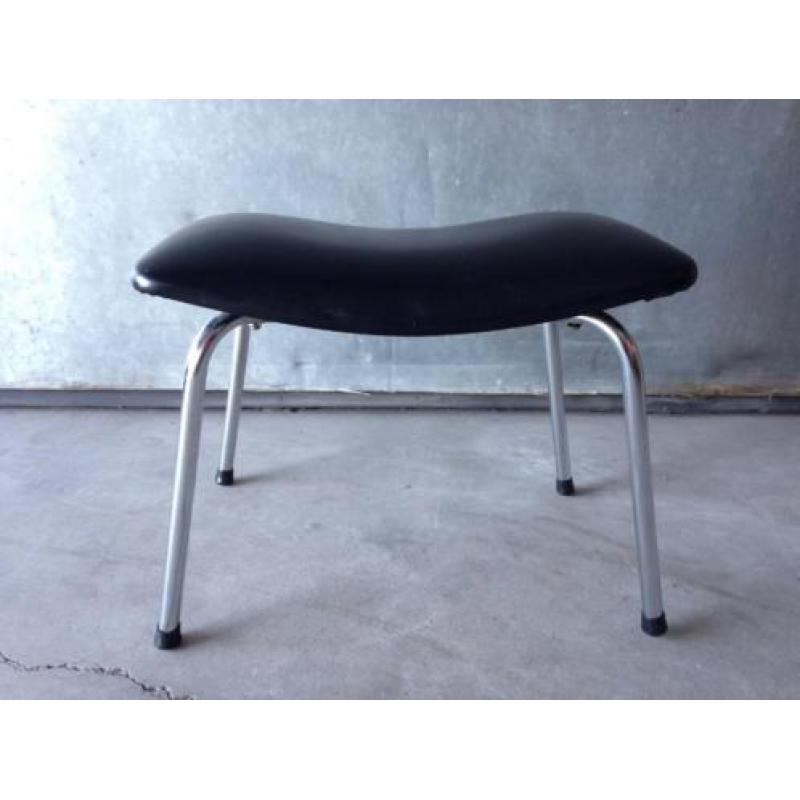 Vintage chroom skai voetenbank De Wit Gispen jaren 50 60