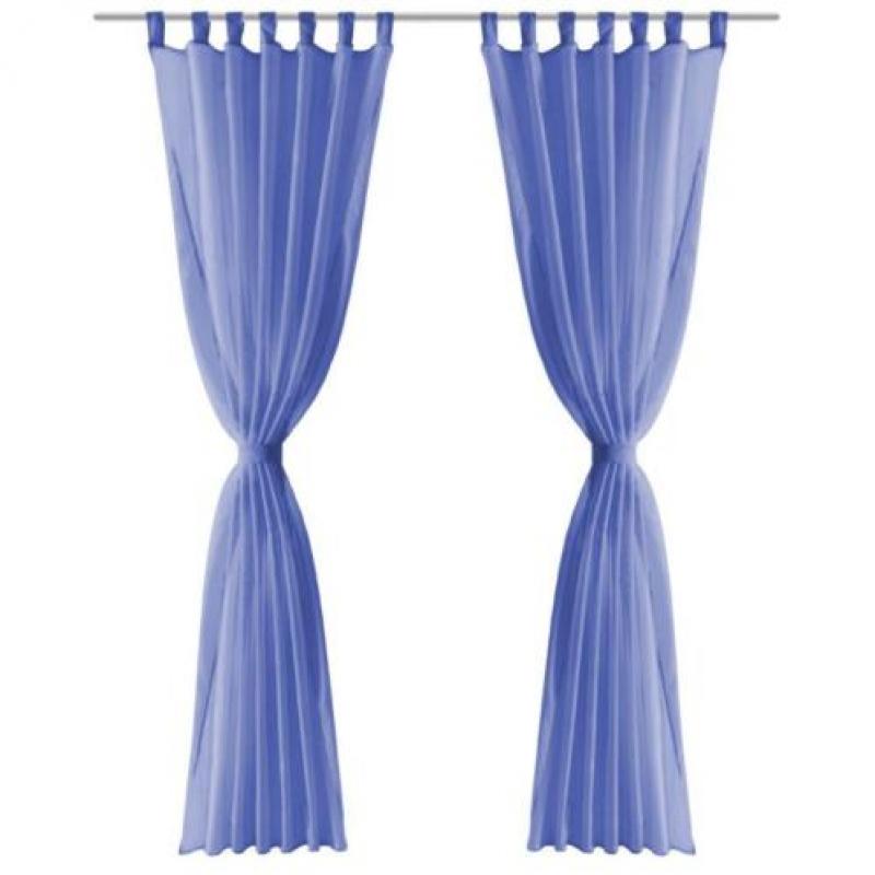 vidaXL Gordijnen voile 140x245 cm koningsblauw 2 st