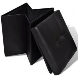 vidaXL Opvouwbare poef (zwart, set van 2)