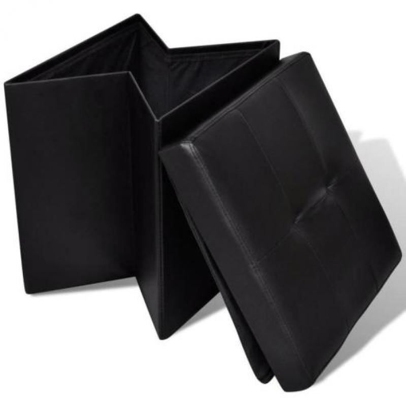 vidaXL Opvouwbare poef (zwart, set van 2)