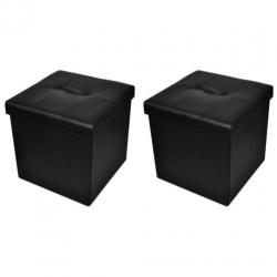 vidaXL Opvouwbare poef (zwart, set van 2)