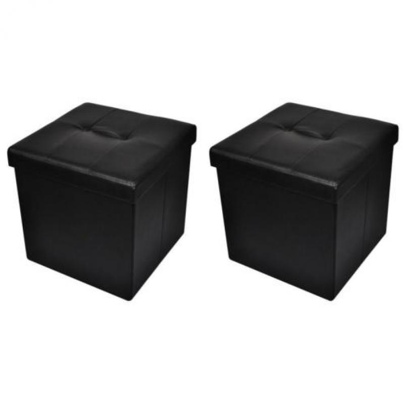 vidaXL Opvouwbare poef (zwart, set van 2)