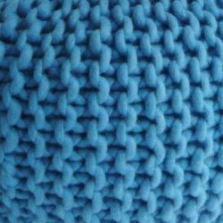 XL blauwe gebreide poef dikke 100% WOL in div. kleuren maten
